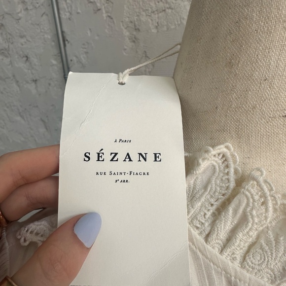 Sézane Chemise Marianella Scalloped White Victorian Blouse SIZE 4 - Picture 10 of 13